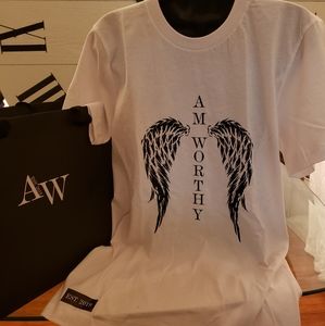 AmWorthy Angel Wings Unisex Solid White T-Shirt🚨🚨BLACK FRIDAY SALE!